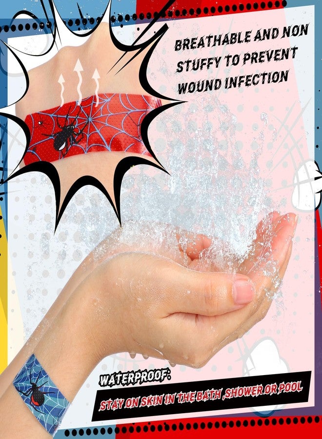Patelai 300 Pieces Kids Bandages Bulk 10 Styles Children's Adhesive Flexible Colorful Cute Cartoon Bandages Waterproof Breathable Stickers Protection Care Cuts for Girls Boys(Spider) - Image 4